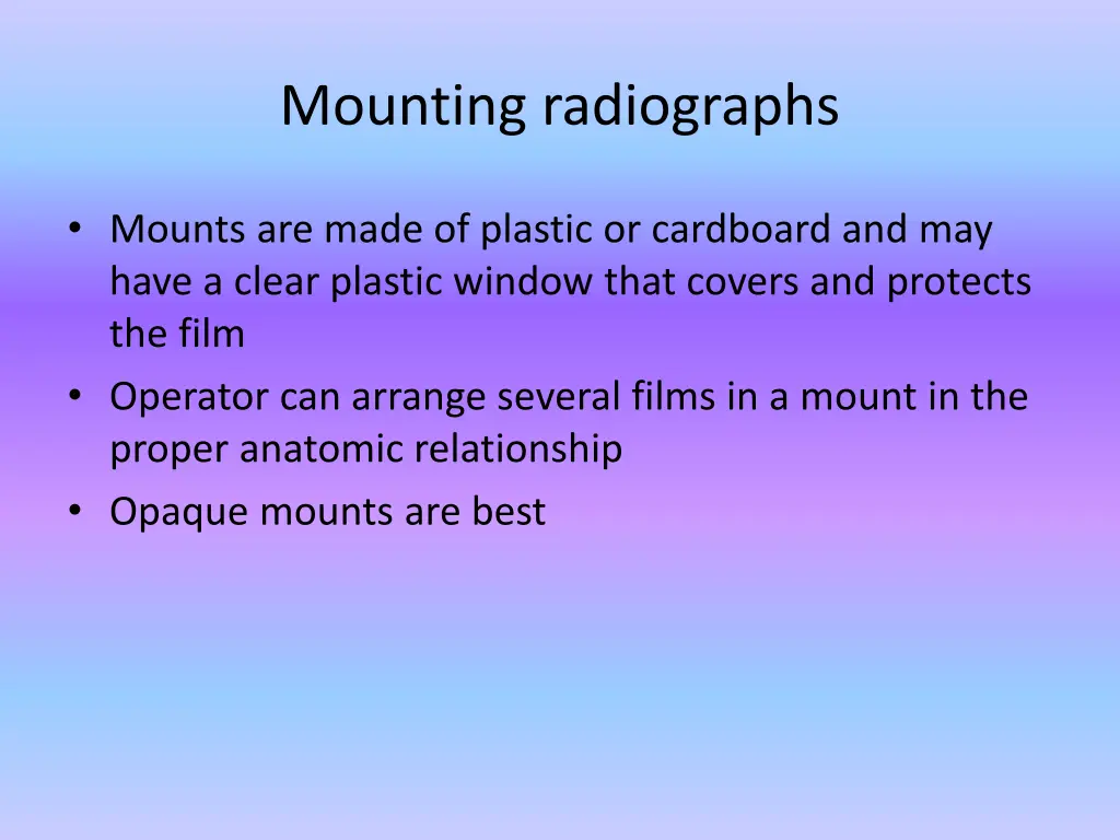 mounting radiographs