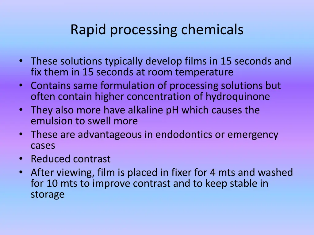 rapid processing chemicals