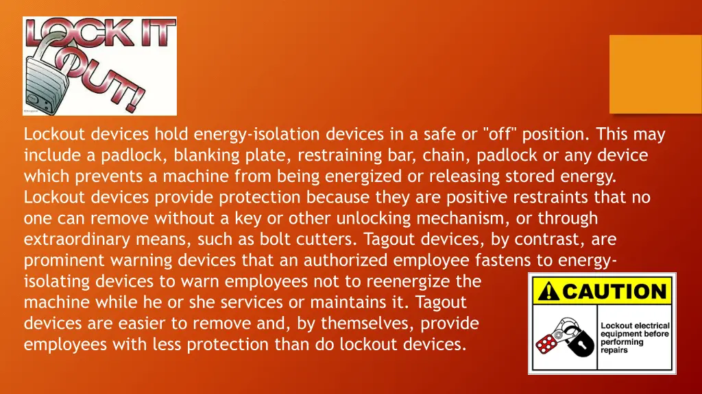 lockout devices hold energy isolation devices