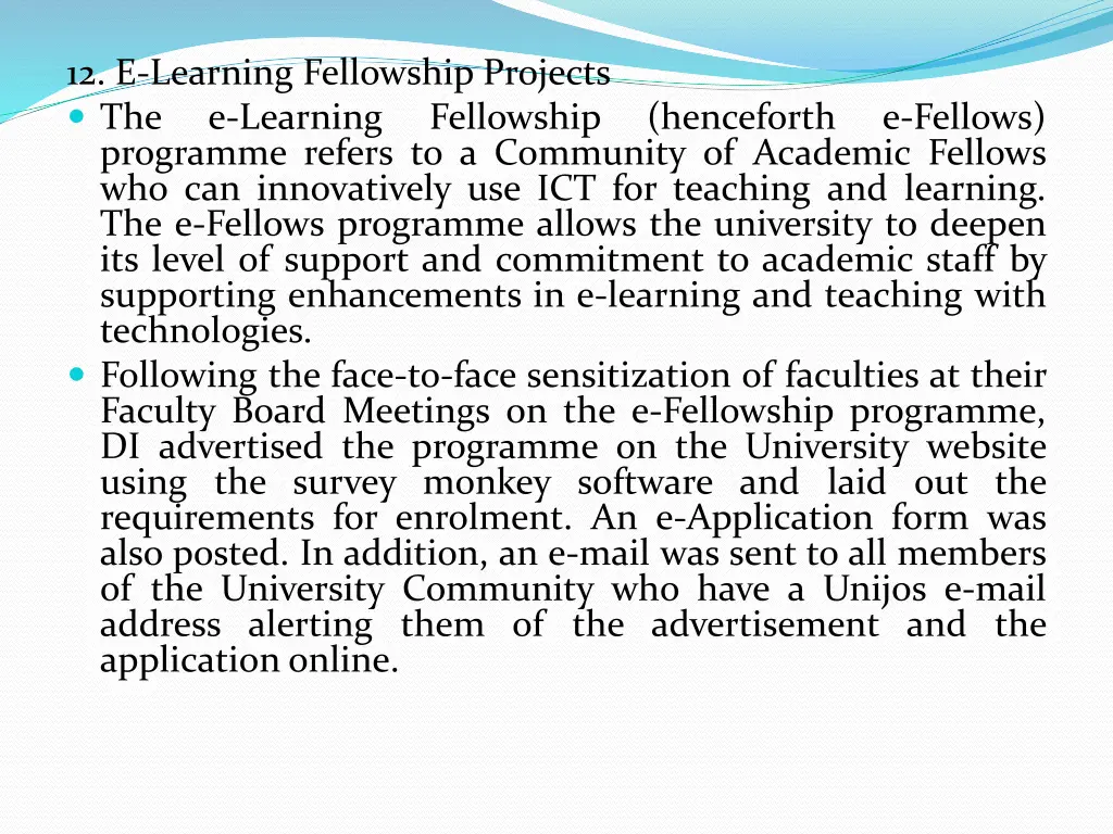 12 e learning fellowship projects the e learning