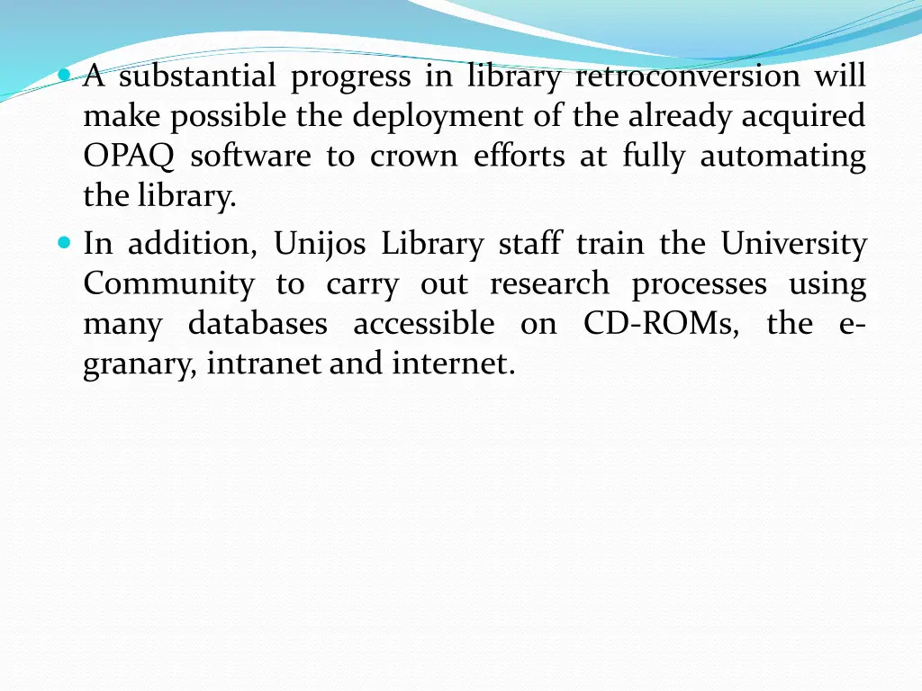 a substantial progress in library retroconversion