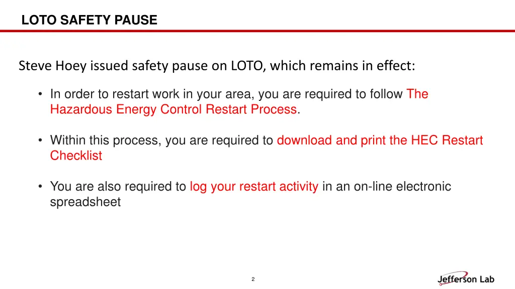 loto safety pause