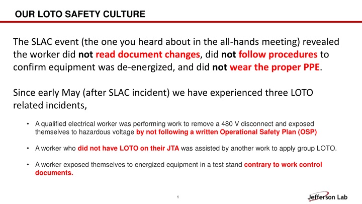 our loto safety culture