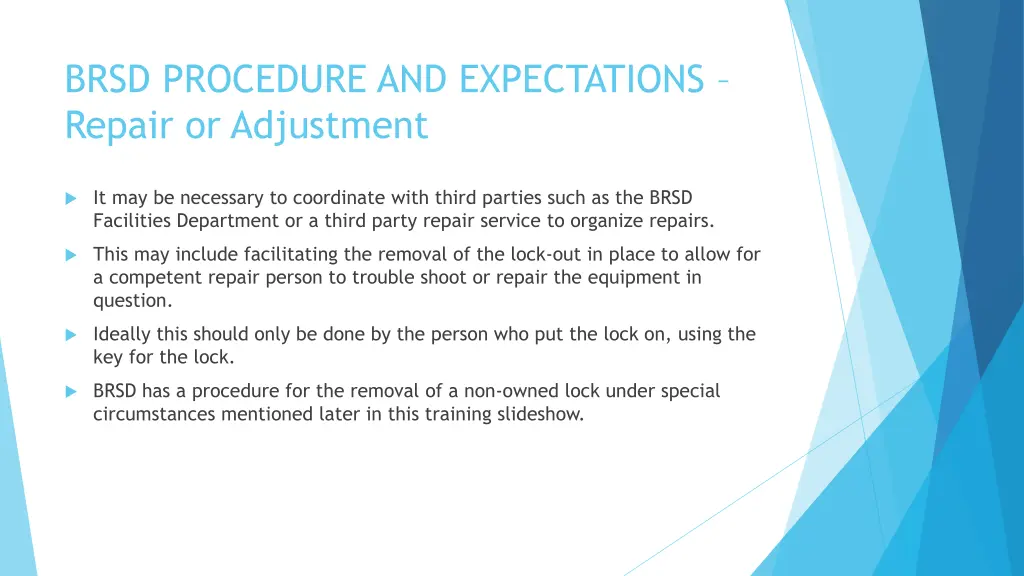 brsd procedure and expectations repair