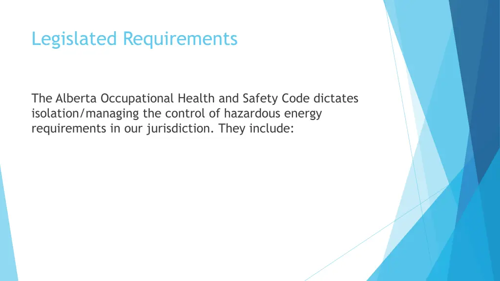 legislated requirements