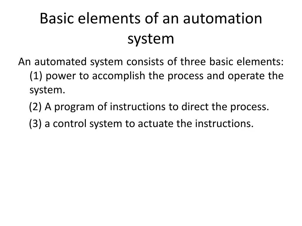 basic elements of an automation system