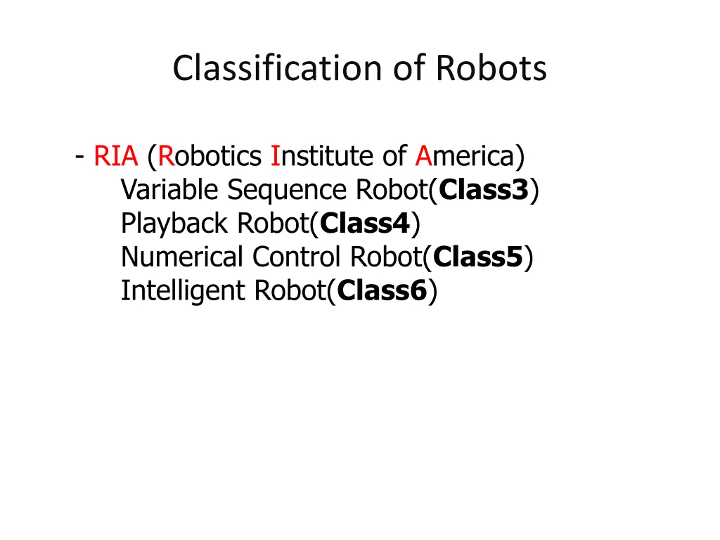 classification of robots 1