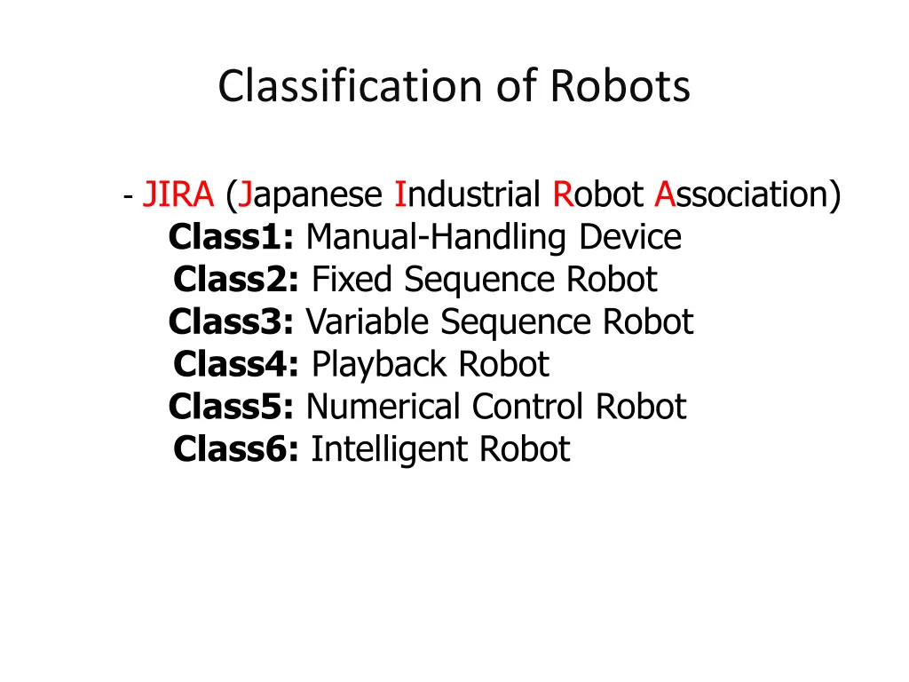 classification of robots