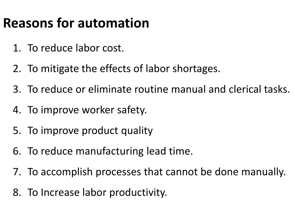 reasons for automation