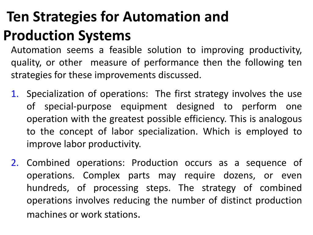 ten strategies for automation and production