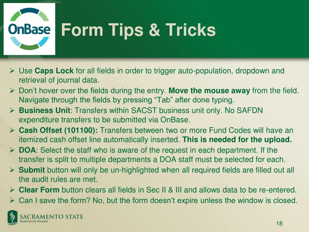 form tips tricks