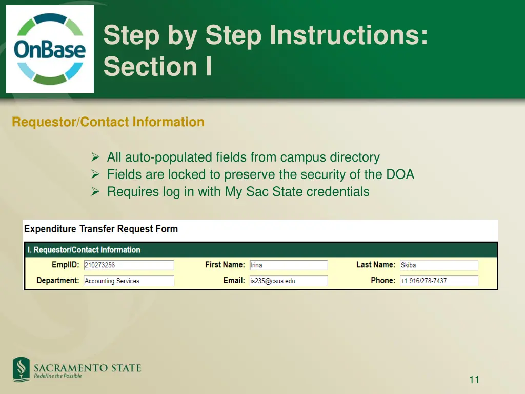 step by step instructions section i