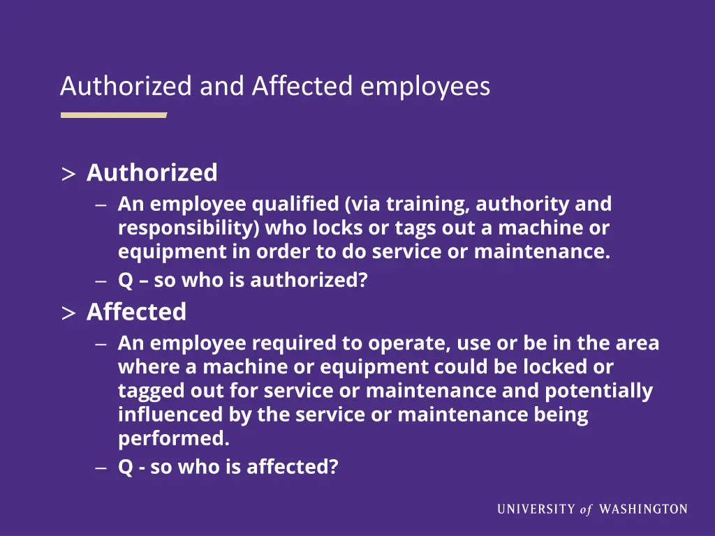 authorized and affected employees