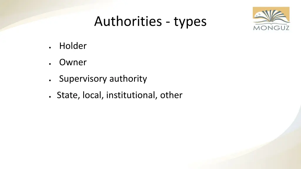authorities types