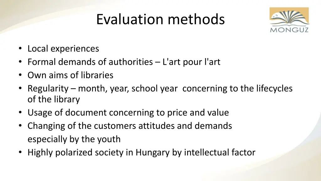 evaluation methods