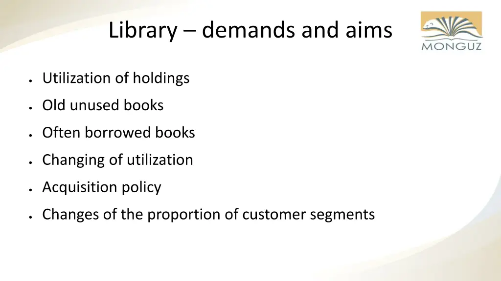 library demands and aims