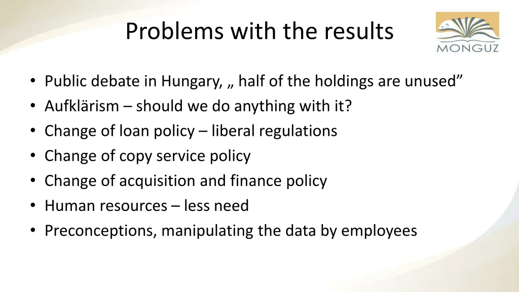 problems with the results