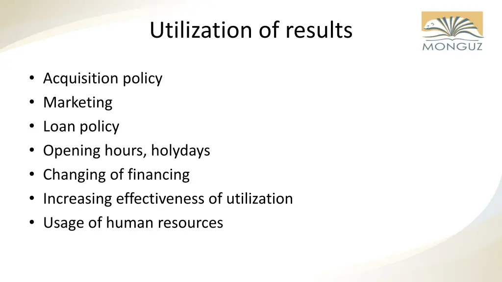 utilization of results