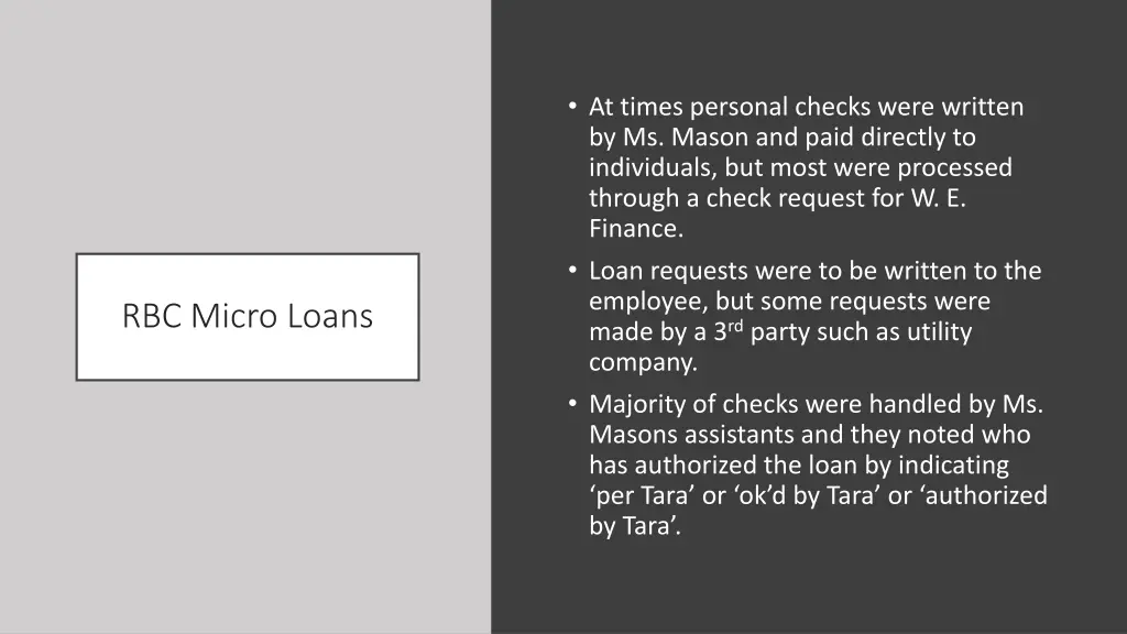 at times personal checks were written by ms mason
