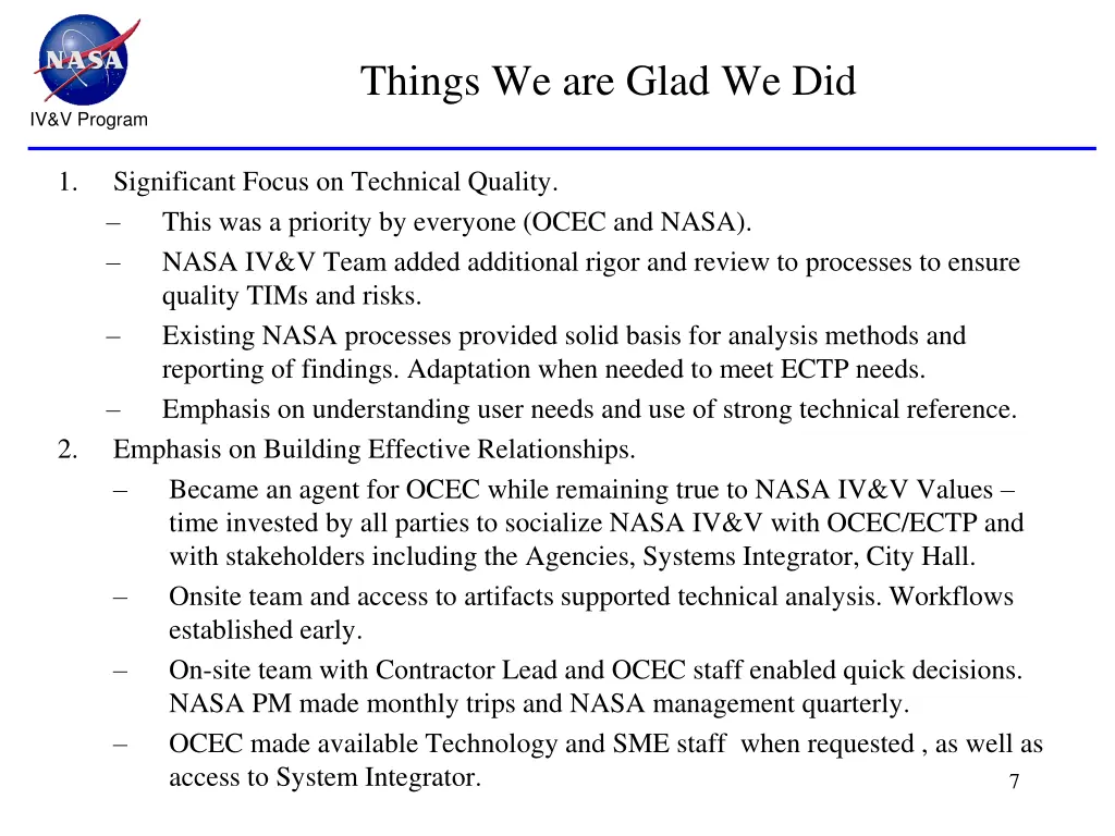 things we are glad we did