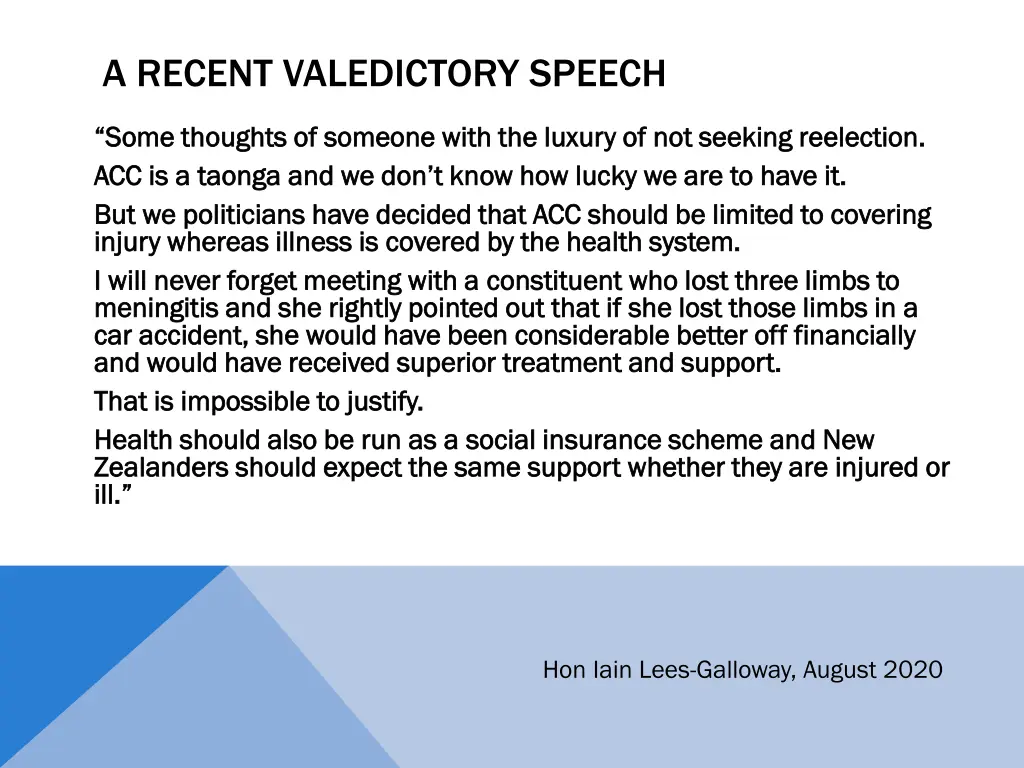 a recent valedictory speech