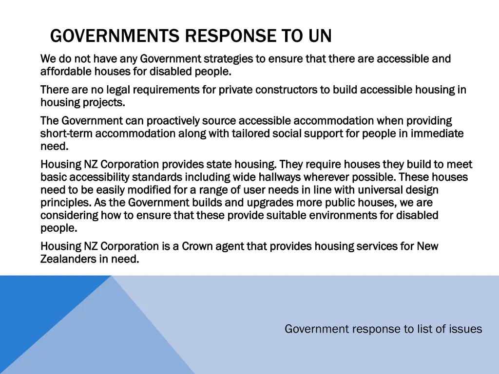 governments response to un we do not have