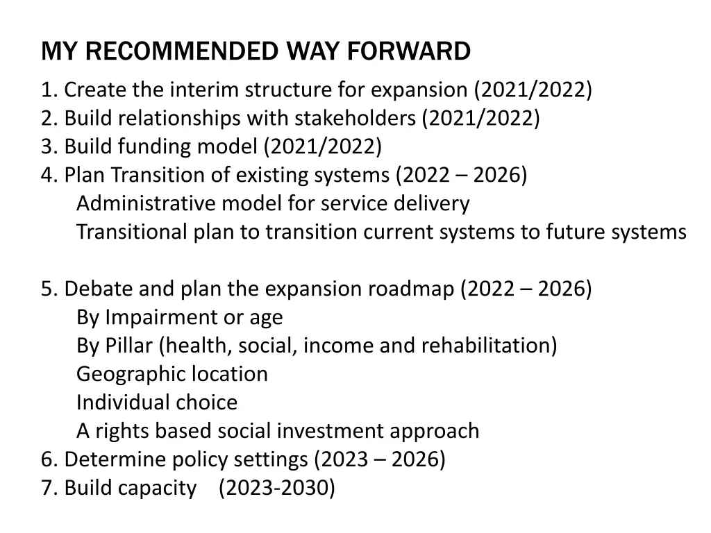 my recommended way forward