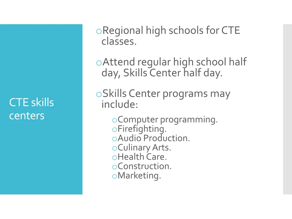 o regional high schools for cte classes