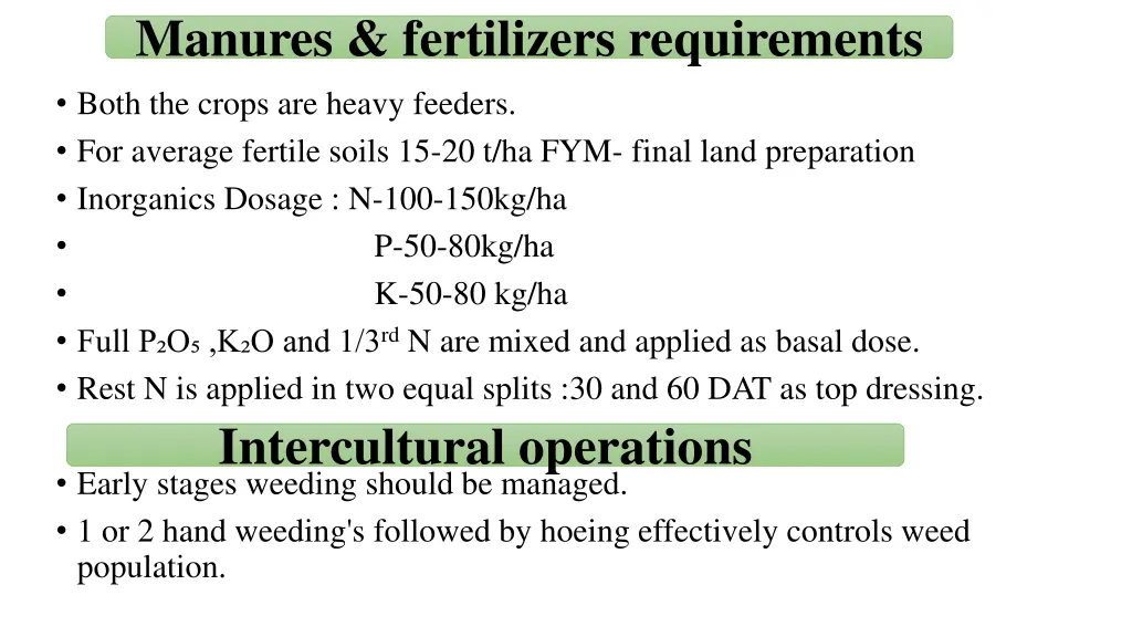 manures fertilizers requirements