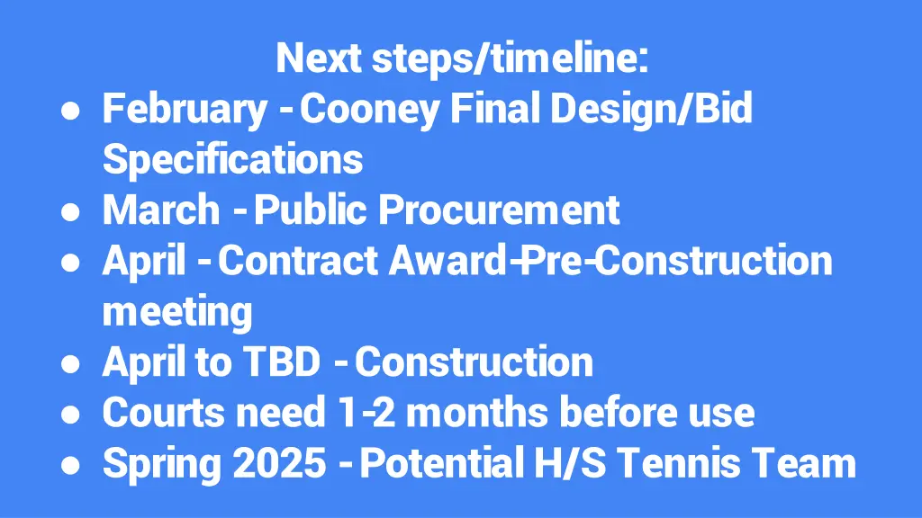 next steps timeline