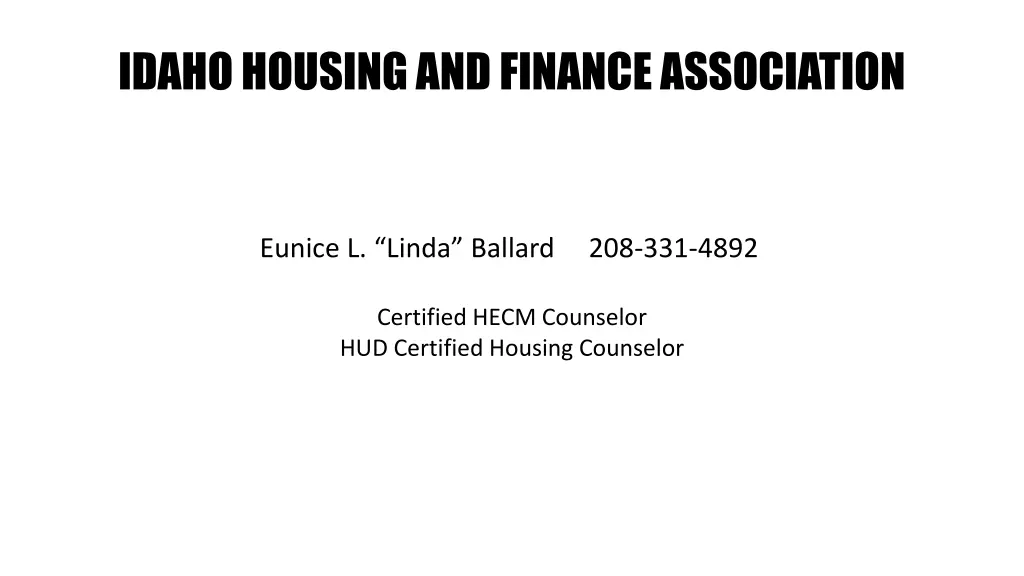 idaho housing and finance association