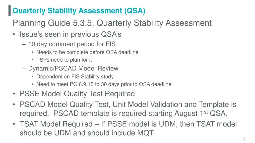 quarterly stability assessment qsa planning guide