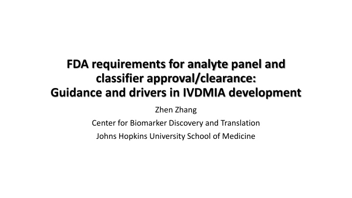 fda requirements for analyte panel and classifier