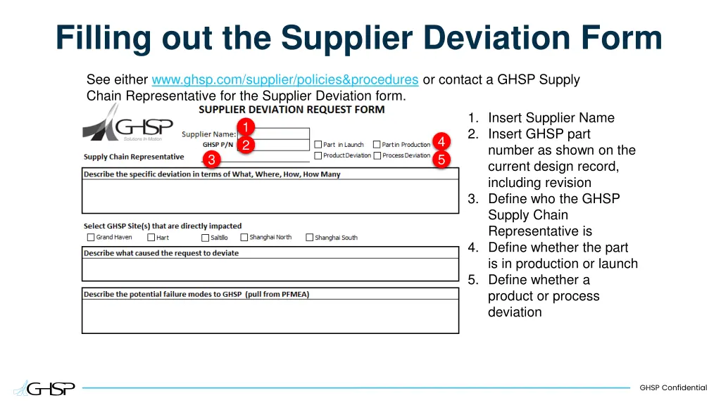 filling out the supplier deviation form
