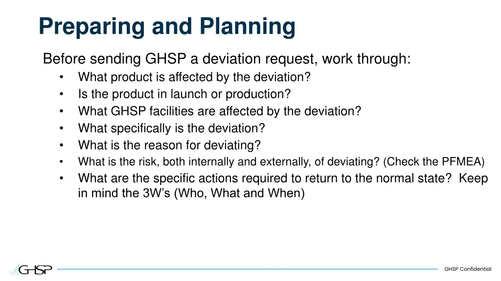 preparing and planning