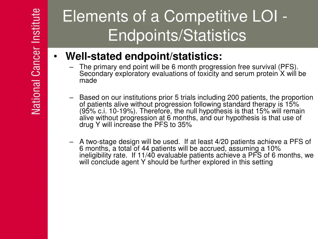 elements of a competitive loi endpoints statistics 1