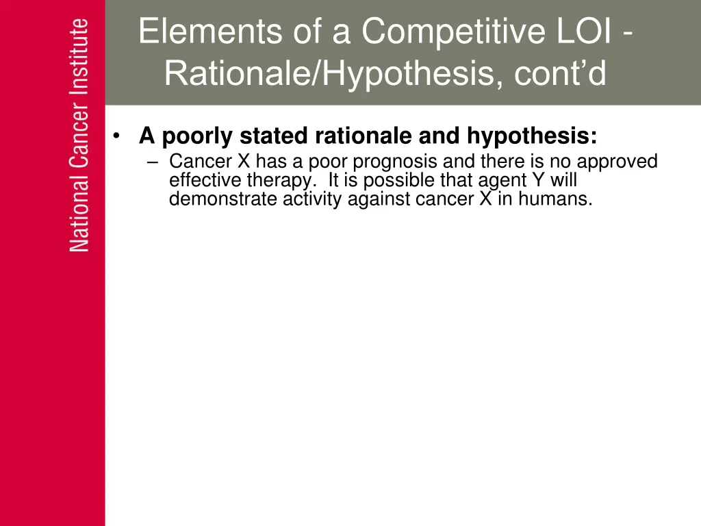 elements of a competitive loi rationale