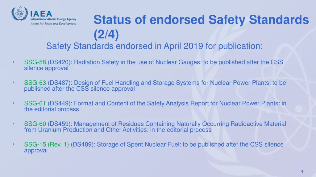 status of endorsed safety standards 2 4 safety