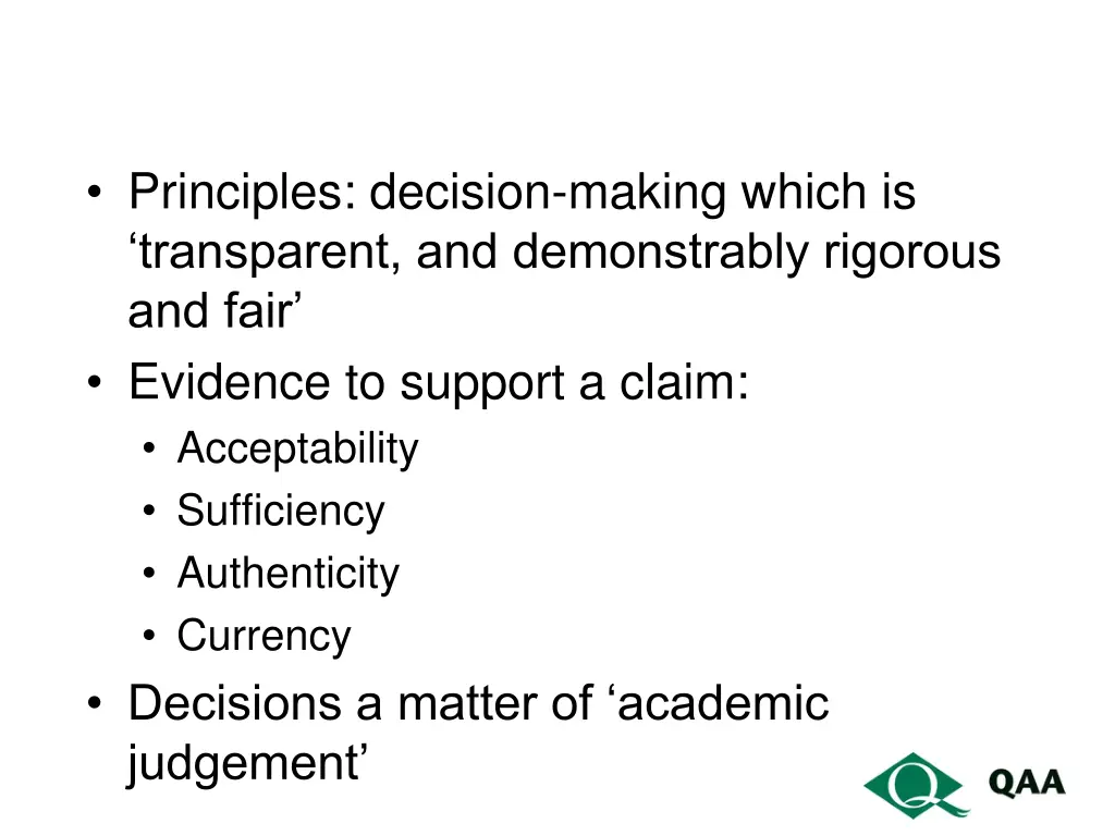 principles decision making which is transparent