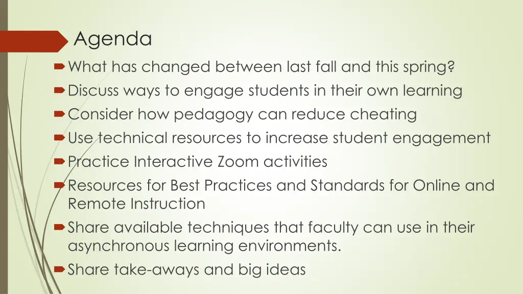 agenda what has changed between last fall