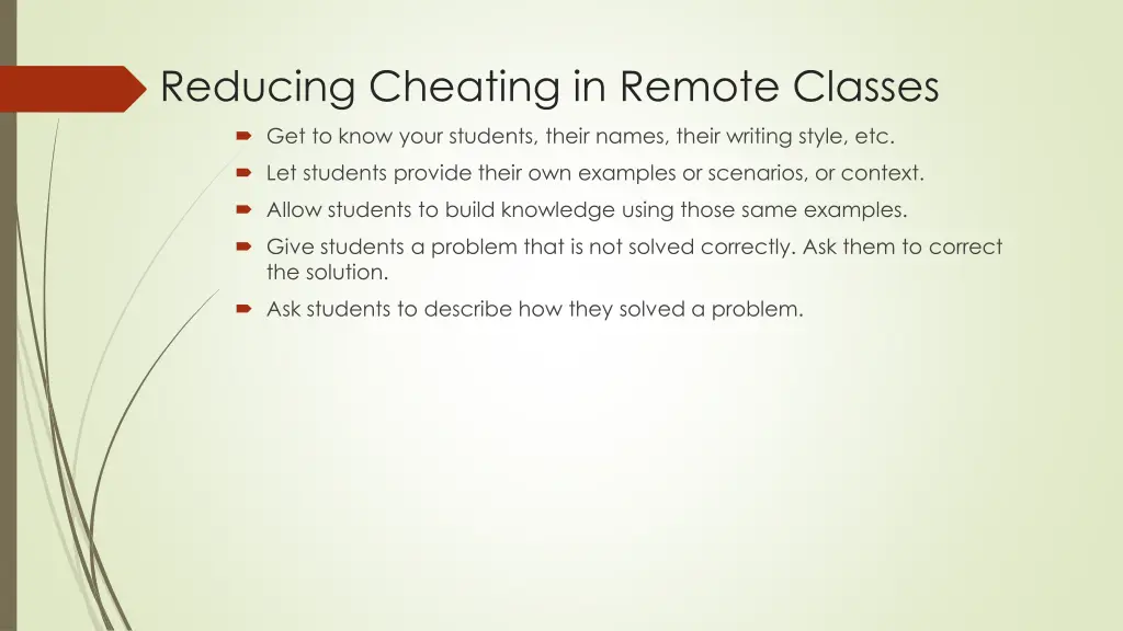 reducing cheating in remote classes