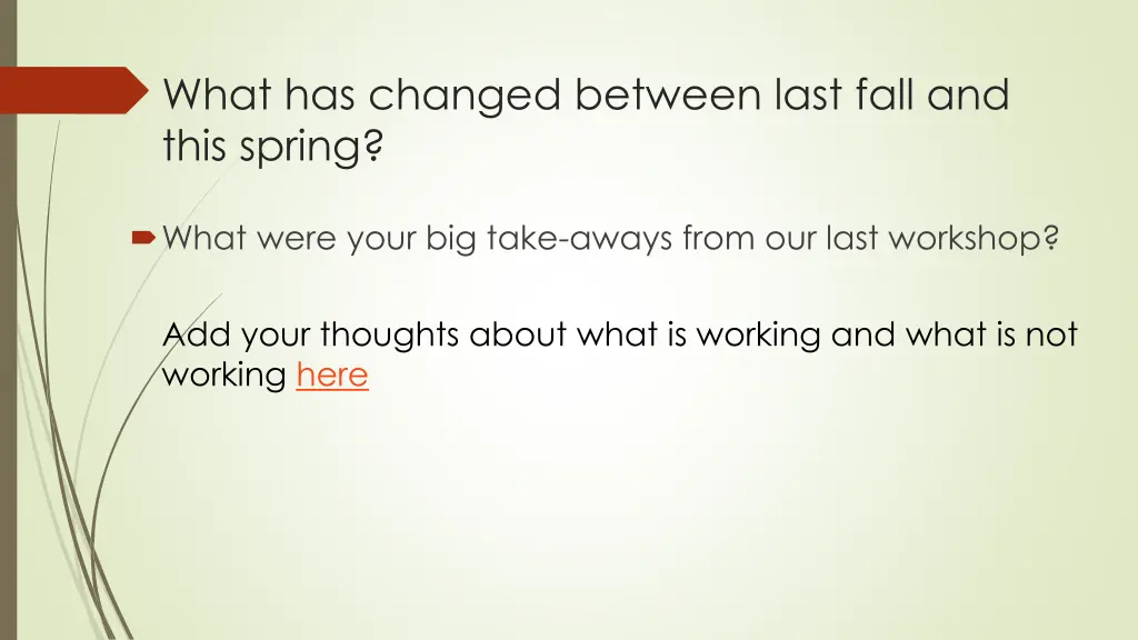what has changed between last fall and this spring