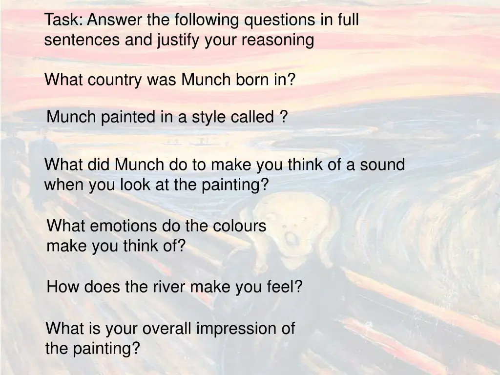 task answer the following questions in full