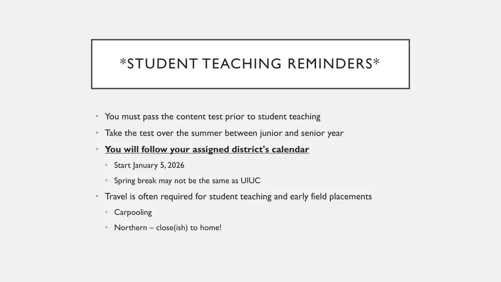 student teaching reminders