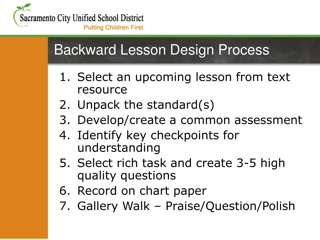 backward lesson design process