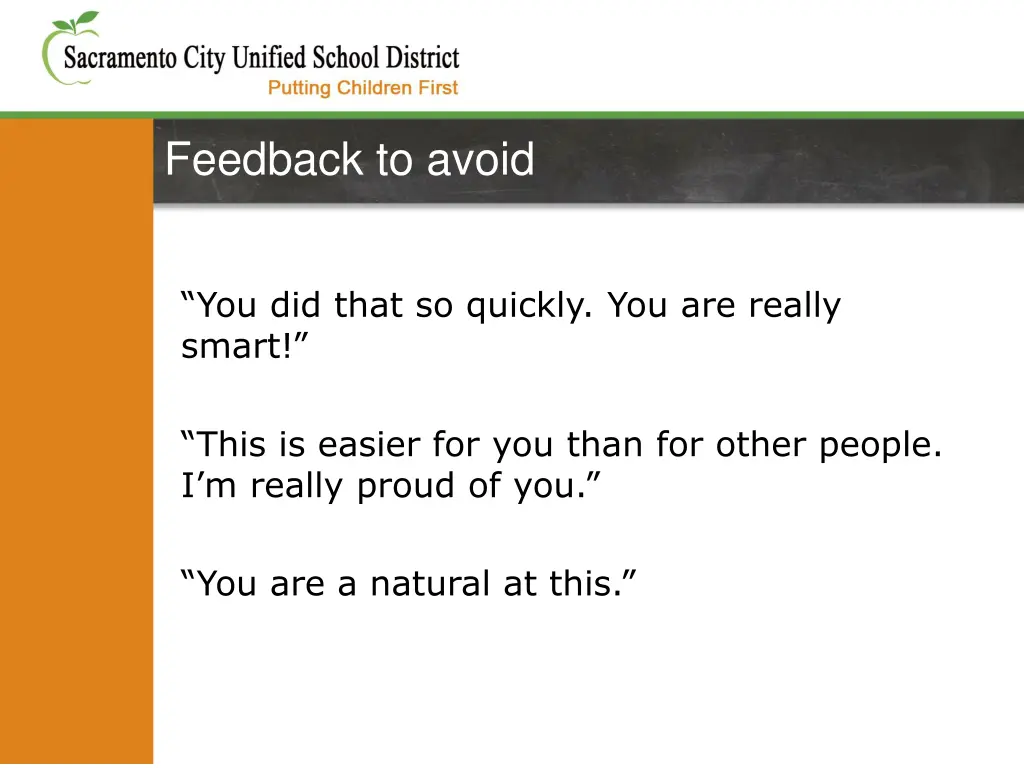 feedback to avoid
