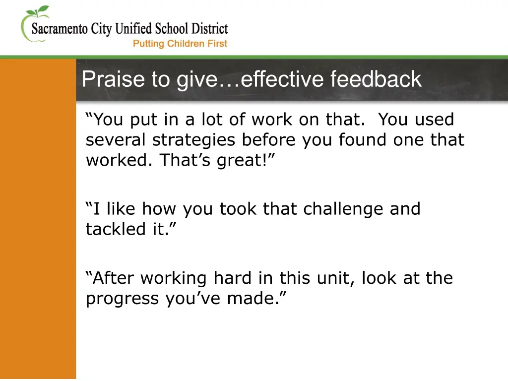 praise to give effective feedback