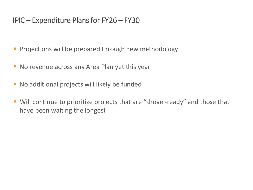 ipic expenditure plans for fy26 fy30