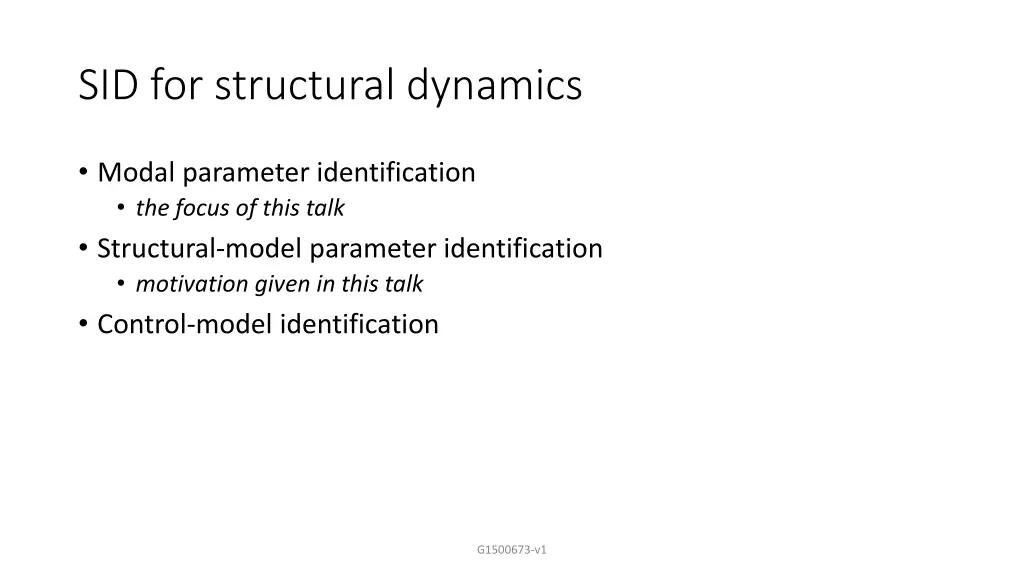 sid for structural dynamics