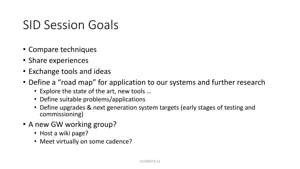 sid session goals
